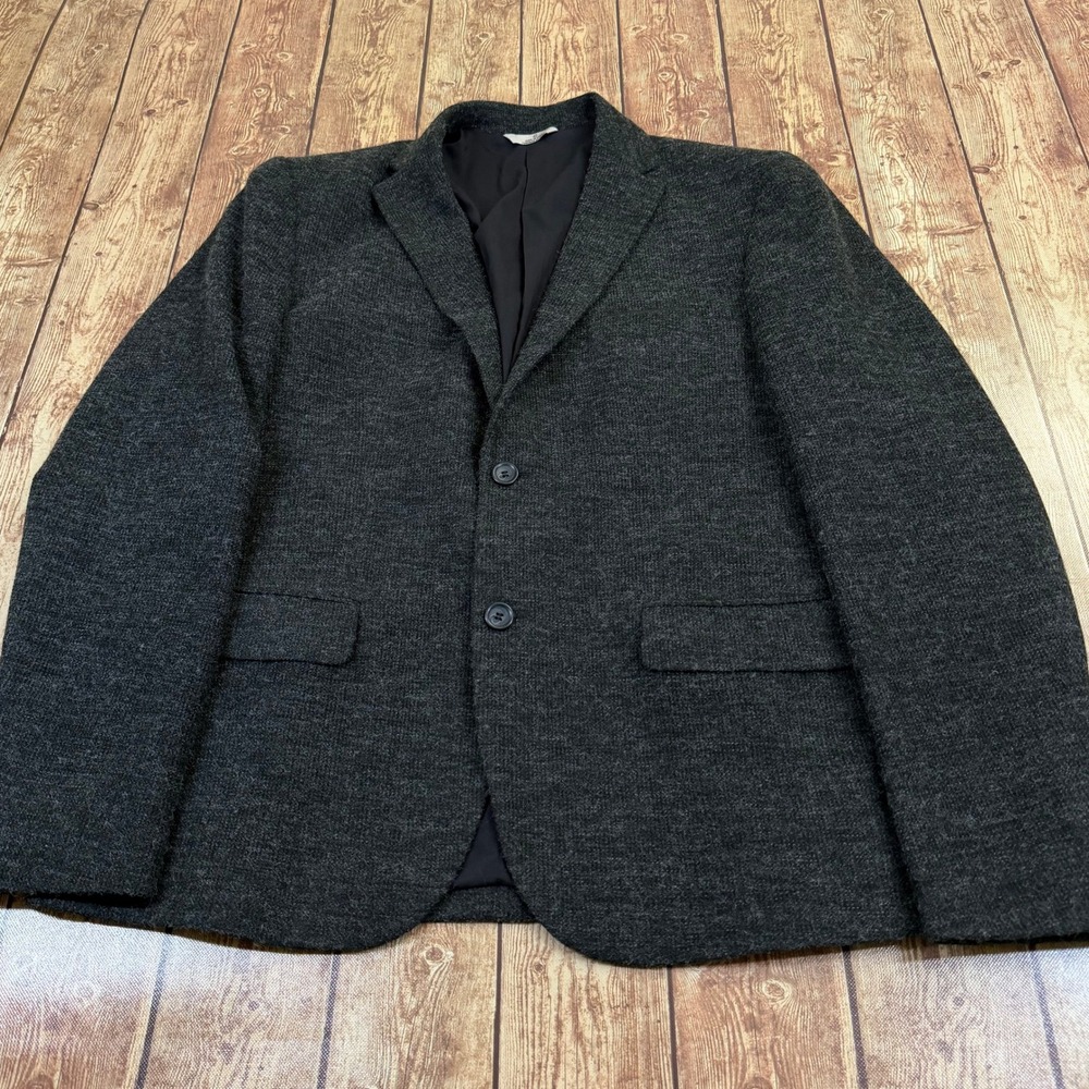 Le Chateau Contemporary Fit Blazer Mens 42 Gray Textured Knit Sport Coat